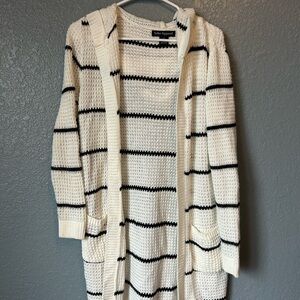 Soho Apparel Black and White Striped Cardigan